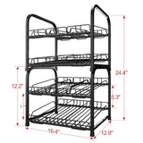 NUNET 4 Tier Stackable Can Rack Organizer/2 Pack 2tier Can Rack for food storage,kitchen cabinets or countertops,Storage for 48 cans,Black