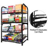 NUNET 4 Tier Stackable Can Rack Organizer/2 Pack 2tier Can Rack for food storage,kitchen cabinets or countertops,Storage for 48 cans,Black
