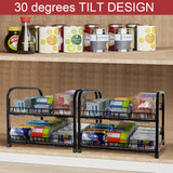 NUNET 4 Tier Stackable Can Rack Organizer/2 Pack 2tier Can Rack for food storage,kitchen cabinets or countertops,Storage for 48 cans,Black