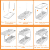2 Pack Double Sliding Bathroom Cabinet Organizer, 2 Tier Under Sink Organizers And Storage