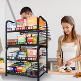 NUNET 4 Tier Stackable Can Rack Organizer/2 Pack 2tier Can Rack for food storage,kitchen cabinets or countertops,Storage for 48 cans,Black