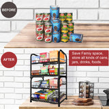 NUNET 4 Tier Stackable Can Rack Organizer/2 Pack 2tier Can Rack for food storage,kitchen cabinets or countertops,Storage for 48 cans,Black