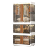 Extra Large Foldable Closet Organizers Storage Boxes 2 * 19Gal+1 * 38Gal Collapisble Movable Dismountable Storage Bin w. Lids, Open Front Doors&Wheels&Hooks for Office,School,Home Storage