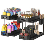 2 Pack Double Sliding Bathroom Cabinet Organizer, 2 Tier Under Sink Organizers And Storage