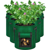 NUNET 7 Gallon Potato Grow Bags w. Double-Sided Straps, Gloves w. Claws, Neck Gaiter Mask, Heavy Duty Thickened Nonwoven Fabric Pots w. Handles, Durable Breathable Plant Container for Vegetables