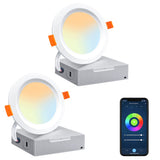 LED Recessed Ceiling Lighting 4 Inch Smart WiFi Chage Color Temperature White/Warm/Cold White Ultra-Thin Recessed Light Dimmable Outdoor Downlight 10W 1000LM High Brightness Works w. Alexa
