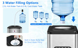 NUNET 3-in-1 Portable Ice Maker Water Dispenser Countertop Built-in Ice Machine 44lbs Ice Daily Top Loading 5 Gallon Hot Cold Water Dispenser w. 4lb Ice Storage & Cleaning Sets, Water Pump