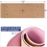 Numat Cork Yoga Mat 6mm (1/4 inch) Thick 72 x 24 in, Sweatproof NonSlip Eco-friendly, Lightweight TPE foam with Alignment Lines, Great for Hot Yoga, Pilates, Gym and Exercise, Black Carrying Bag w. Strap Included