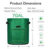 NUNET 7 Gallon Potato Grow Bags w. Double-Sided Straps, Gloves w. Claws, Neck Gaiter Mask, Heavy Duty Thickened Nonwoven Fabric Pots w. Handles, Durable Breathable Plant Container for Vegetables