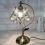 NUNET Tiffany Lamp Stained Glass Table lamp,Desk Reading Light,Decorative Flower Shaped Table Lamp,Decor Small Space Bedside Bedroom Home Office