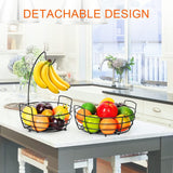 2 Tier Fruit Basket Banana Hanger- Fruit Bowl for Kitchen with Banana Hanger, Bread Snack Bowl for Kitchen Counter Bread Basket Fruit Holder