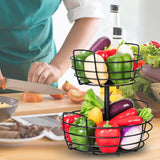 2 Tier Fruit Basket Banana Hanger- Fruit Bowl for Kitchen with Banana Hanger, Bread Snack Bowl for Kitchen Counter Bread Basket Fruit Holder