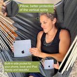 NUNET Hammock Chair with Stand Phone/Tablet Holder Included Portable Double Swing Chair Adjustable Height Steel Stand Macrame w. Pillow Indoor Outdoor Balcony Patio 300lbs Capacity (2024 Upgraded)