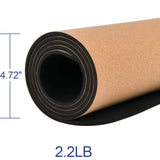 Numat Cork Yoga Mat 6mm (1/4 inch) Thick 72 x 24 in, Sweatproof NonSlip Eco-friendly, Lightweight TPE foam with Alignment Lines, Great for Hot Yoga, Pilates, Gym and Exercise, Black Carrying Bag w. Strap Included