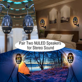 NUNET Outdoor Bluetooth Speakers w. Flickering Flame Tiki Torch TWS 5W Wireless Loud Sound System w. Stakes Wall Mounts Waterproof Lantern Patio/Yard Decoration, 2 Pack/Black
