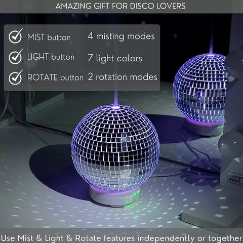 Disco Diffuser Ball Rotating -Essential Oil Diffuser with Whisper Quiet Operation