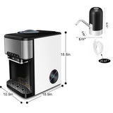 NUNET 3-in-1 Portable Ice Maker Water Dispenser Countertop Built-in Ice Machine 44lbs Ice Daily Top Loading 5 Gallon Hot Cold Water Dispenser w. 4lb Ice Storage & Cleaning Sets, Water Pump