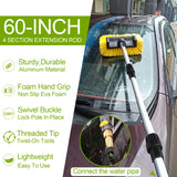 Car/Truck/RV Wash Brush w. Foldable Bucket & 25ft Water Hose Adjustable 60“ Long Handle On/Off Switch Flow-Thru Pipe Soft Bristle Head Cleaning Kit & Nozzle, 2025 Upgraded w. Reinforced Connector