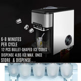NUNET 3-in-1 Portable Ice Maker Water Dispenser Countertop Built-in Ice Machine 44lbs Ice Daily Top Loading 5 Gallon Hot Cold Water Dispenser w. 4lb Ice Storage & Cleaning Sets, Water Pump