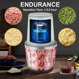 NUNET Rechargeable Cordless Food Processor & Chopper – 2 Glass Bowls (300ml & 600ml), Portable w. Carry Bag for Dicing, Mincing & Pureeing Vegetables, Fruits & Meat (2025 Upgraded w. Type C Charging)