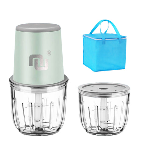 NUNET Rechargeable Cordless Food Processor & Chopper – 2 Glass Bowls (300ml & 600ml), Portable w. Carry Bag for Dicing, Mincing & Pureeing Vegetables, Fruits & Meat (2025 Upgraded w. Type C Charging)