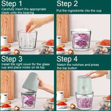 NUNET Rechargeable Cordless Food Processor & Chopper – 2 Glass Bowls (300ml & 600ml), Portable w. Carry Bag for Dicing, Mincing & Pureeing Vegetables, Fruits & Meat (2025 Upgraded w. Type C Charging)