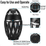 NUNET Outdoor Bluetooth Speakers w. Flickering Flame Tiki Torch TWS 5W Wireless Loud Sound System w. Stakes Wall Mounts Waterproof Lantern Patio/Yard Decoration, 2 Pack/Black
