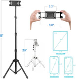 Tablet Tripod for iPad Pro Floor Stand Tripod Mount for Surface Pro Samsung Tab S9+ Holder Stand w. Remote 360° Rotating Adjustable 68" Tall for All 5.8-12.9" Phone/Tablet
