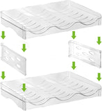 Stackable Bottle Rack Organizer for Refridgerator, Stackable Canned Food Pop Cans Container Water Tumbler for Fridge Pantry Rack Freezer, Clear Plastic Storage Bins,Holds 6-12 Long Bottles Cans Each