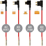 10 Pack 15ft MicroUSB & MiniUSB Hardwire Kit with Mini/LP Mini/ATO/Micro2 Fuse, Micro to Mini/Type-C Adapters, Battery Drain Protection System, 15ft Length Cord for Dash Cameras