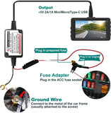10 Pack 15ft MicroUSB & MiniUSB Hardwire Kit with Mini/LP Mini/ATO/Micro2 Fuse, Micro to Mini/Type-C Adapters, Battery Drain Protection System, 15ft Length Cord for Dash Cameras