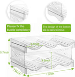 Stackable Bottle Rack Organizer for Refridgerator, Stackable Canned Food Pop Cans Container Water Tumbler for Fridge Pantry Rack Freezer, Clear Plastic Storage Bins,Holds 6-12 Long Bottles Cans Each