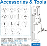 NUNET Floor Lamp w. Shelves Charging Station w. 2 AC Outlets & 2 USB Ports 3 Color Temperature Warm/Cool/Daylight White & Acrylic Photo Frame Living Room/Bedroom Shelf Light