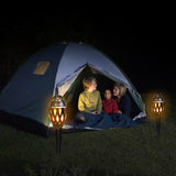 NUNET Outdoor Bluetooth Speakers w. Flickering Flame Tiki Torch TWS 5W Wireless Loud Sound System w. Stakes Wall Mounts Waterproof Lantern Patio/Yard Decoration, 2 Pack/Black