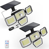 PIR Motion Detection Lights Detachable 1.5W Solar Panel 4 Heads Outdoor Security Lamp 3 Modes w. Remote NUNET 278 LEDs IP65 Waterproof 270° Wide Angle Flood Wall Lights for Garage Yard