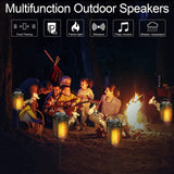 Nunet 2Pack Outdoor Bluetooth 5.1 Speakers LED Flame Speakers 10W TWS Tiki Torch Atmosphere Lantern Waterproof Wireless Portable Sound System Wall Mounts Shepherd's Hooks for Patio/Yard