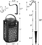 Nunet 2Pack Outdoor Bluetooth 5.1 Speakers LED Flame Speakers 10W TWS Tiki Torch Atmosphere Lantern Waterproof Wireless Portable Sound System Wall Mounts Shepherd's Hooks for Patio/Yard