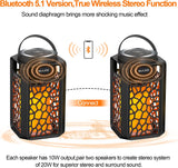 Nunet 2Pack Outdoor Bluetooth 5.1 Speakers LED Flame Speakers 10W TWS Tiki Torch Atmosphere Lantern Waterproof Wireless Portable Sound System Wall Mounts Shepherd's Hooks for Patio/Yard