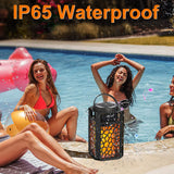 Nunet 2Pack Outdoor Bluetooth 5.1 Speakers LED Flame Speakers 10W TWS Tiki Torch Atmosphere Lantern Waterproof Wireless Portable Sound System Wall Mounts Shepherd's Hooks for Patio/Yard