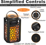 Nunet 2Pack Outdoor Bluetooth 5.1 Speakers LED Flame Speakers 10W TWS Tiki Torch Atmosphere Lantern Waterproof Wireless Portable Sound System Wall Mounts Shepherd's Hooks for Patio/Yard