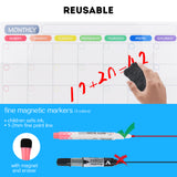 Roll over image to zoom in Magnetic Soft Whiteboard Monthly/Weekly Calendar Planner A3 Size 16"x12" w. Dry Erase Markers Eraser Emoji Faces Home Office Kitchen Flexible Magnet Paper White Dry Erase Board for Fridge Wall