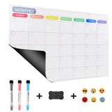 Roll over image to zoom in Magnetic Soft Whiteboard Monthly/Weekly Calendar Planner A3 Size 16"x12" w. Dry Erase Markers Eraser Emoji Faces Home Office Kitchen Flexible Magnet Paper White Dry Erase Board for Fridge Wall