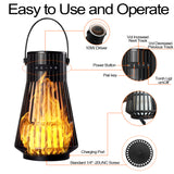 NUNET Multilink Flame Speakers 10W Outdoor Bluetooth Surround Sound System Sync Multiple Wireless Speakers Rechargeable Tiki Torch LED Lantern Decor for Patio/Yard 2 Pack