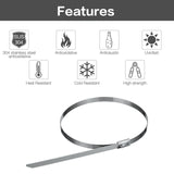 Metal Cable Zip Ties Self Locking 304 Stainless Steel Exhaust Wrap Tie w. A Diagonal Cutting Plier Home Tools, 0.2 by 18 in 20 Pcs/Set