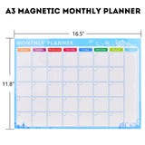 Roll over image to zoom in Magnetic Soft Whiteboard Monthly/Weekly Calendar Planner A3 Size 16"x12" w. Dry Erase Markers Eraser Emoji Faces Home Office Kitchen Flexible Magnet Paper White Dry Erase Board for Fridge Wall