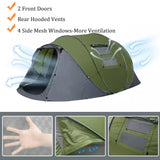 NUNET 3/4/5/6 Person Easy Pop Up Tents for Camping, 12.47'X8.53'X51.18'', Automatic Double Layer Waterproof Instant Family Tent w.Vestibule, Portable Two Doors Ventilated Dome Tents