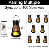 NUNET Multilink Flame Speakers 10W Outdoor Bluetooth Surround Sound System Sync Multiple Wireless Speakers Rechargeable Tiki Torch LED Lantern Decor for Patio/Yard 2 Pack