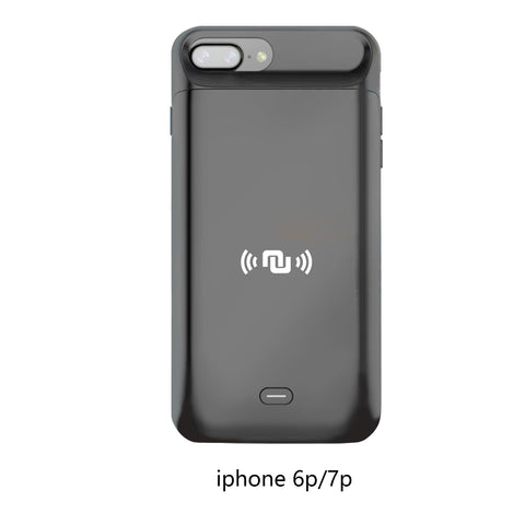 NUNET Nucharger Battery Case for i6P/6sP/7P/8P 7200 mAh Slim Wireless Charger Case Rechargeable Extended Charging Case Full Cover for iPhone Series, Black