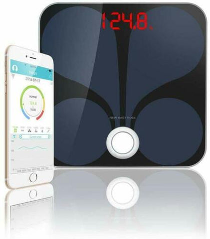 Nunet Bluetooth Smart Body Weight Scale Low Profile Tempered Glass Digital Bathroom BMI Tracking 400lb Capacity High Precision Wireless Health Monitor w. APP