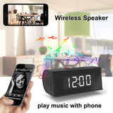 Hidden Camera WiFi Alarm Clock, Wireless Speaker Covert Camera with Night Vision,Motion Detection Nanny Camera,SD Card Record,App Live Control and Viewing Security Camera for Home and Office